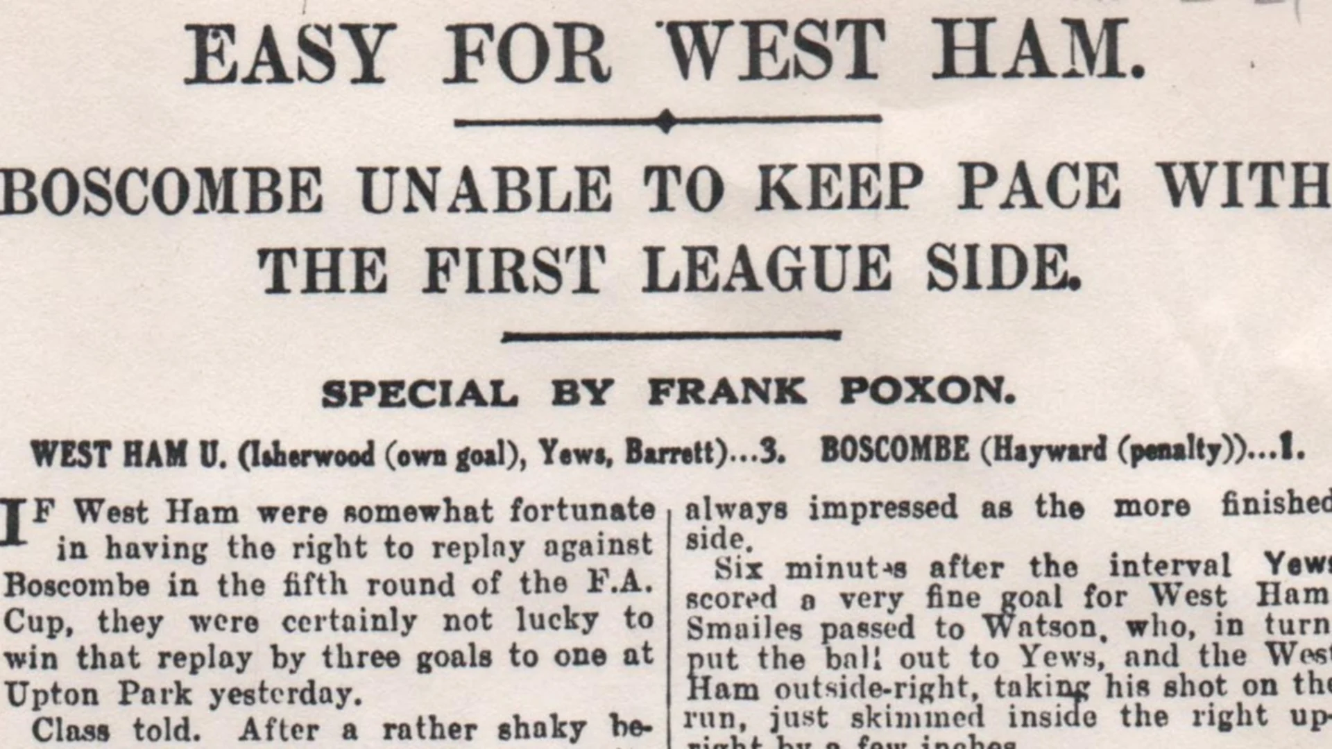 大卫·贝利：西汉姆联门将的传奇与足总杯历史背后的未解之谜！